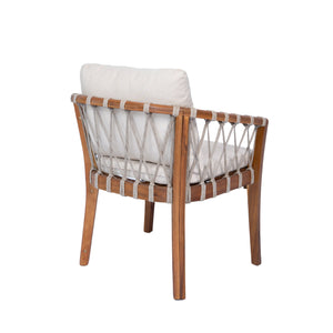Outdoor Dining Chairs Set for 2, Acacia Wood Frame with Teak Finish