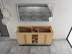 60-Inch Freestanding Bathroom Cabinet with Soft Close Doors & Open Storage