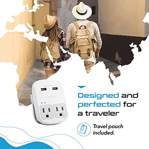 World-Way 6 Travel Adapter Kit | 2 USB + 2 US Outlets - Grounded (WPS-2B) - TRAPSKI