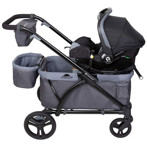 Baby Trend Expedition 2 in 1 Push or Pull Stroller Wagon Plus w/ Canopy, Grey - TRAPSKI