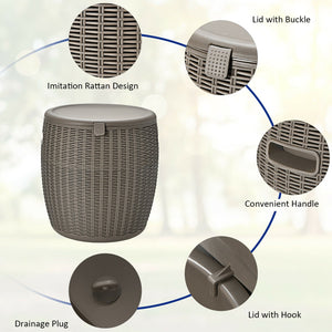 9.5 Gallon 4-in-1 Patio Rattan Cool Bar Cocktail Table Side Table