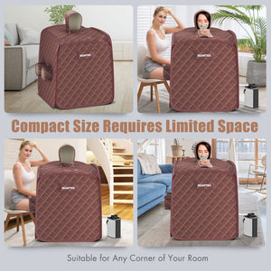 800W 2 Person Portable Steam Sauna Tent SPA with Hat Side Holes 3L Steamer