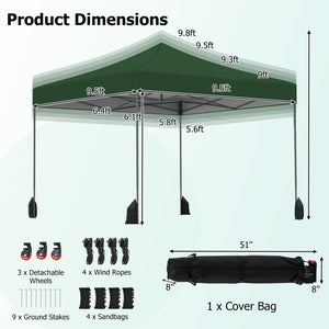 9.5 x 9.5 Feet Pop up Canopy Tent with Adjustable Heights