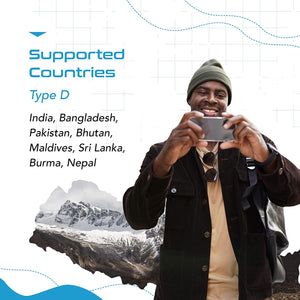 India, Pakistan Plug Adapter - Type D - 5 in 1 - Ultra Compact (PTU-10) - TRAPSKI