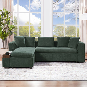 Modern L Shaped Sectional Sofa With Upholstery And Wooden Storage