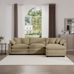 Modern Oversized Modular Cushion Sofa With Ottoman, Low Back, Deep Seating Sofa Set