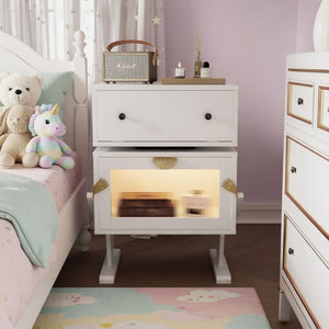 Robot LED Nightstand With 360° Rotating Drawer