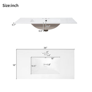 Bathroom Vanity With Sink, Soft Close Doors, Adjustable Shelf & 3 Drawers