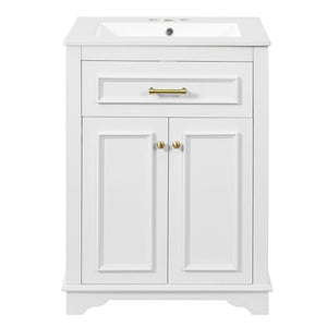 Bathroom Vanity With Integrated Sink, 2 Door Cabinet With Tip Out Drawer