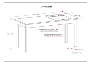 Monroe - Desk - Distressed Charcoal Brown