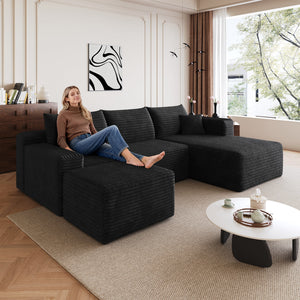95" Cloud Sectional Sofa with 1 Ottoman