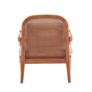 Elliston Rattan Backrest Solid Wood Accent Chair with Cushions - Set of 2