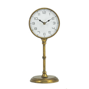 6.5x5.9x15.2' Vintage Inspired Gold Iron Table Clock