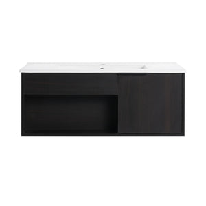 Wall Mounted Floating Bathroom Vanity With Open Shelf & Soft Close Door