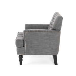Harrison Tufted Club Chair with Button Tufted Back and Birch Wood Legs