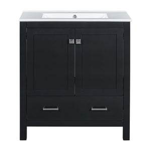 Bathroom Vanity With Single Sink, Combo Cabinet Undermount Sink, Bathroom Storage Cabinet With Two Doors And A Drawer, Soft Closing, Multifunctional Storage, Solid Wood Frame