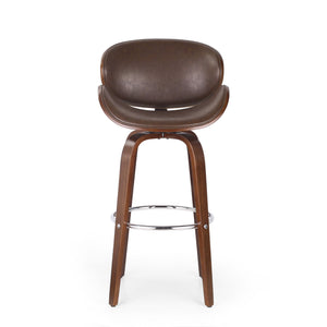 Lumos Mid Century Modern Upholstered Swivel Barstool