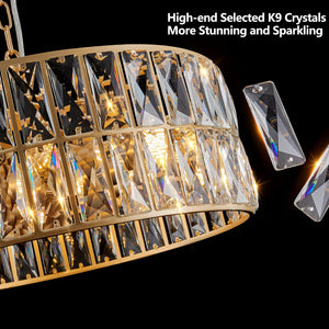 18' Golden Modern Crystal Drum Chandelier - 6-Light Pendant Lighting
