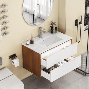 32-Inch Wall-Mounted Bathroom Vanity With Sink Combo