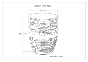 Johnsen 15 Inch Wide Tribal Pattern Metal Accent Table in Antique Silver