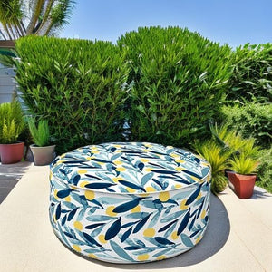 Outdoor Inflatable Ottoman - Coastal Leaves