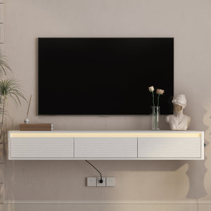 Floating TV Stand with LED Lights & Power Outlet