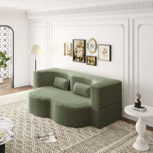Convertible Foam-Filled Sleeper Sofa Bed with 2 Pillows