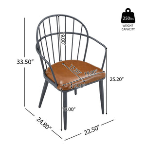 Industrial Inspired Upholstered Dining Chair Set With Metal Legs (Set of 2) - Brown
