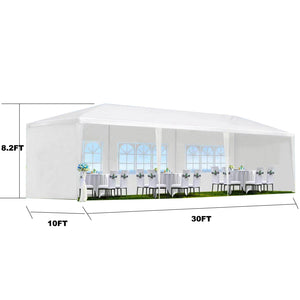 10x30' Outdoor Garden Gazebo Wedding Party Tent Canopy Marquee with 5 Removable Sidewalls