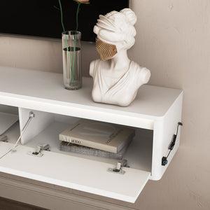 Floating TV Stand with LED Lights & Power Outlet