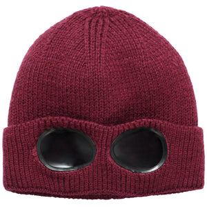 Unisex Knit Beanie Hat with Goggle Chunky Winter Warm Hat Skull Cap 4 Colors