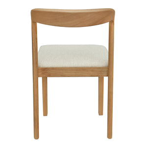 Solid Rubber Wood Dining Chairs (Natural Oak + Beige) Set of 2