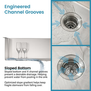 Stainless Steel Kitchen Sink, 33”x22” Single Bowl, Overmount, Brushed Finish