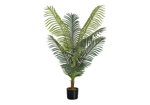 47" Tall Artificial Palm Tree - Indoor Faux Plant in Black Pot