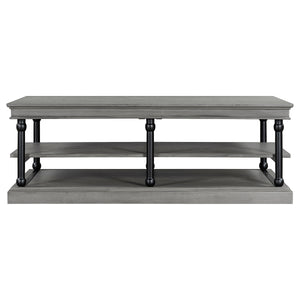55.1" Wood Coffee Table with Storage Shelves