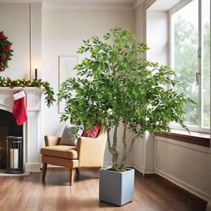 Artificial Banyan Tree With A Trunk And Lifelike Leaves, For Indoor And Outdoor Use - Green