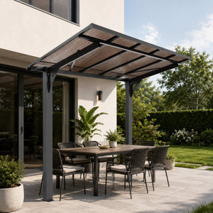 8x5ft Galvanized Steel Carport with Sloped PC Roof