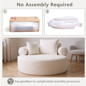 Round Sofa Bed With 3 Pillows For Living Room