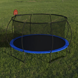 Pumpkin 14 Ft Outdoor Trampoline With Basketball Hoop Enclosure Net Ladder And Metal - Black / Blue