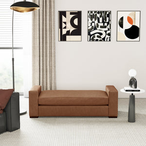 Stylish and Durable Brown Faux Leather Bench