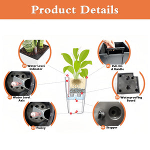 Pack of 2 Square Planters with Automatic Watering System
