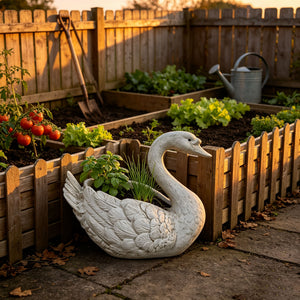 12.6'' Tall Swan Sculpture Planter