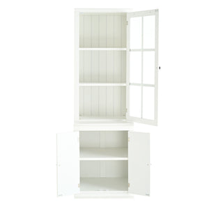 Retro Style Hutch Cabinet With Glass Door, China Cabinet For Home