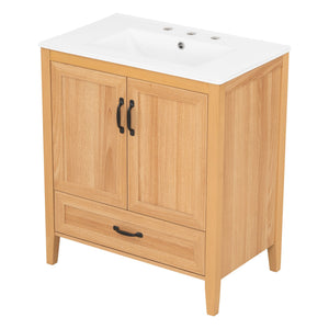 Elegant Fluted Bathroom Vanity With Sink, Soft Close Doors & Drawer