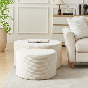 Modern Upholstered Round Coffee Table For Living Room (Set of 2)