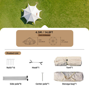 600D Oxford Bell Tent 14.8ft x 9.2ft with Stove Jack