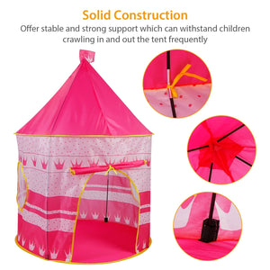 Kids Play Tent Foldable Pop Up Children Play Tent Portable Baby Play House Castle with  Carry Bag Indoor Outdoor Use