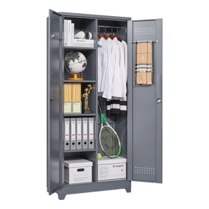 Gray And Metal Storage Cabinet