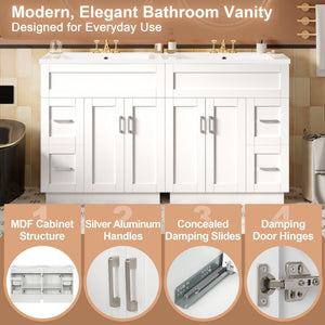Bathroom Vanity With 2 Doors, 2 Drawers, Adjustable Shelf, Hidden Slides & Soft Close Hinges