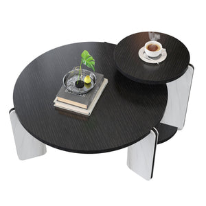 Round Coffee & End Table Set - Black